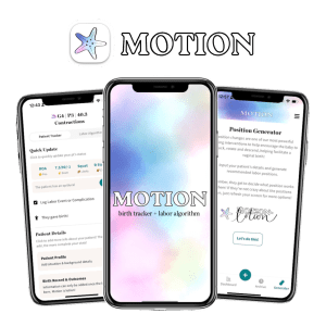 Motion Birth Tracker and Labor Algorithm mobile app screen.